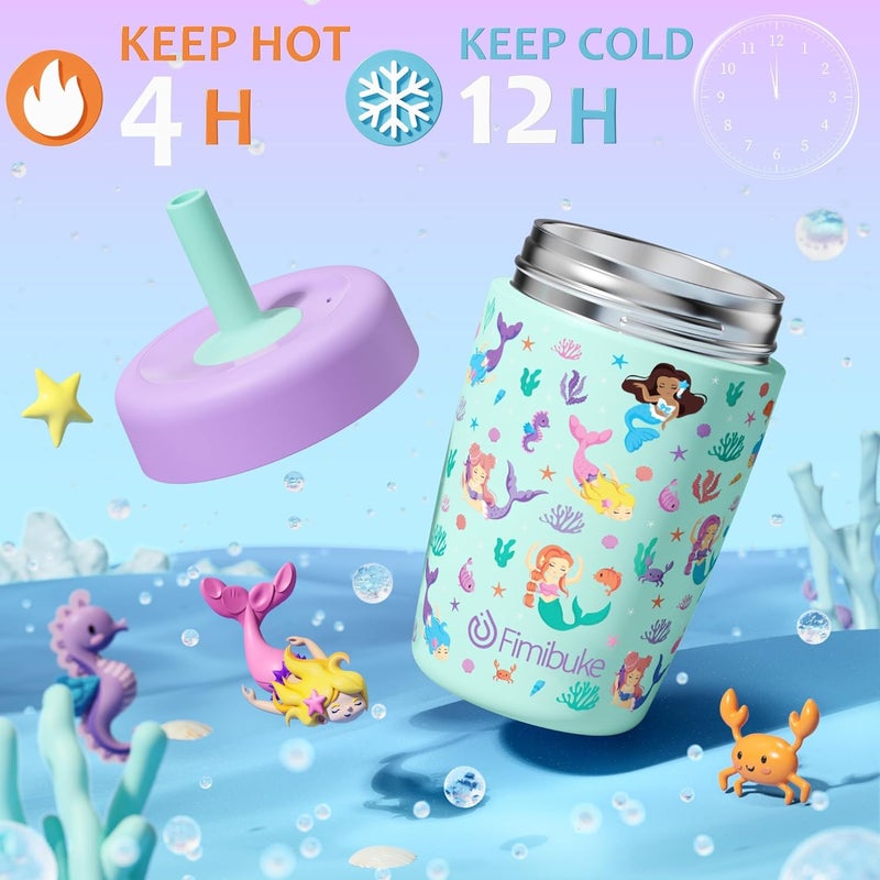 Fimibuke Kids & Toddler Cups Spill Proof, 12 OZ Capybara Insulated Sippy Cups for Toddlers Boys Girls, Toddler Straw Tumbler, Stainless Steel Kids Water Bottle with Twist Lids & Silicone Straw, 1 Pack - Image 3